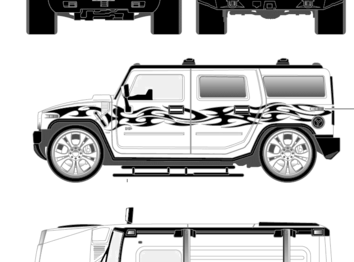 Hummer H2 Custom (2008) - Хаммер - чертежи, габариты, рисунки автомобиля.