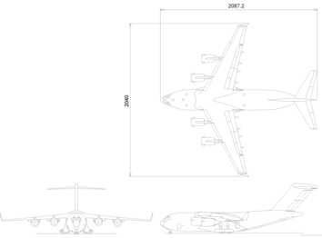 Самолет Boeing MD17 - чертежи, габариты, рисунки.