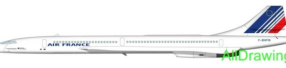 Concorde drawings (figures) of the aircraft