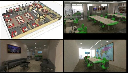 Multi-national building design for 3D offices