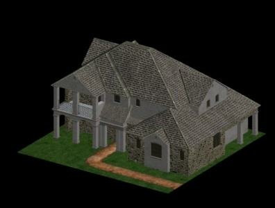 Model of a symptomatic house in 3D