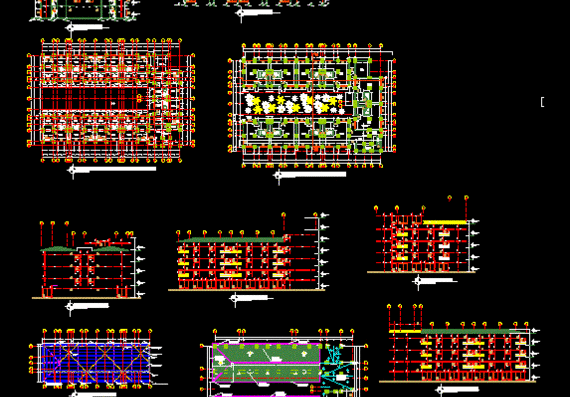 Apartment building with architectural drawings