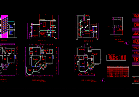 Drawings of a single apartment building for a girl