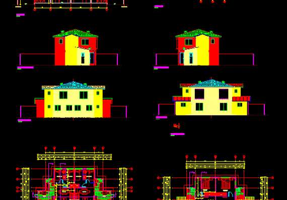 2-storey house with dimensions, projections and drawings