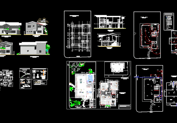Планы и чертежи одноквартирного двухэтажного дома