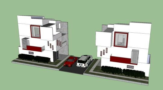 Projections of an urban family home in 3D