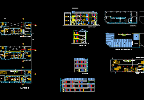 Two-story buildings with floor plans