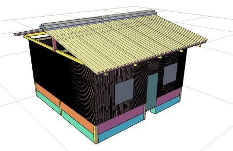 Modern wooden house in 3D