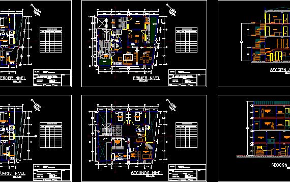 Drawings and facades of compact apartment building