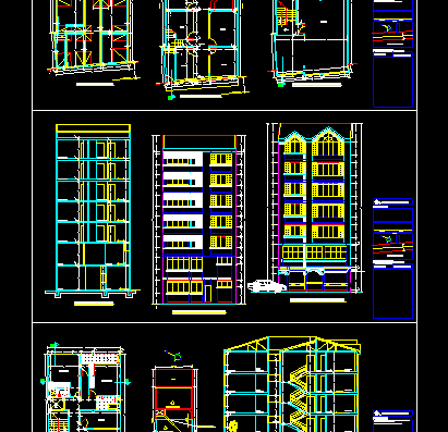 Drawings of a modern apartment building