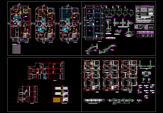 Проект многоквартирного дома с фасадом и чертежами в 3-х проекциях