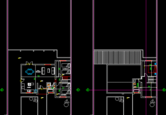 План дома с цокольным и первым этажами