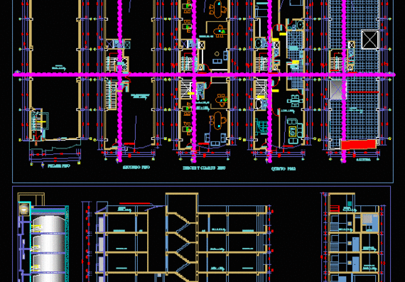 Multifunctional building design with electrics, plumbing and roof