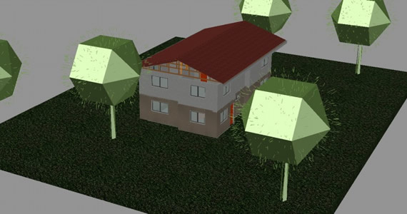 House with garden - 3d cad