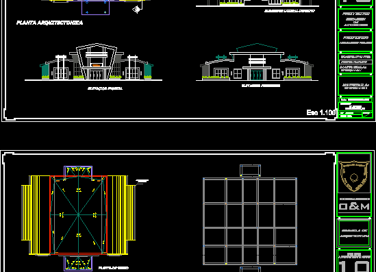 Bus station building design with columns and platforms