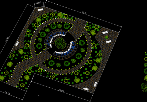 Project of the city park with the specification of plantations, Yucatan region.