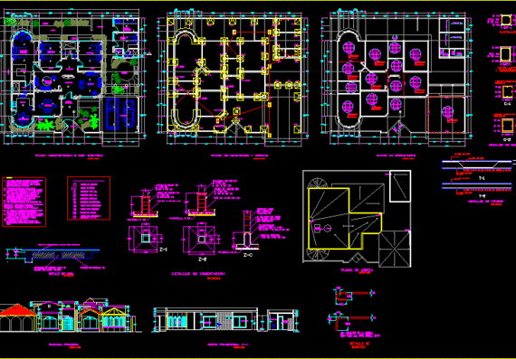 Поэтажный план и фасад жилого дома со структурными деталями