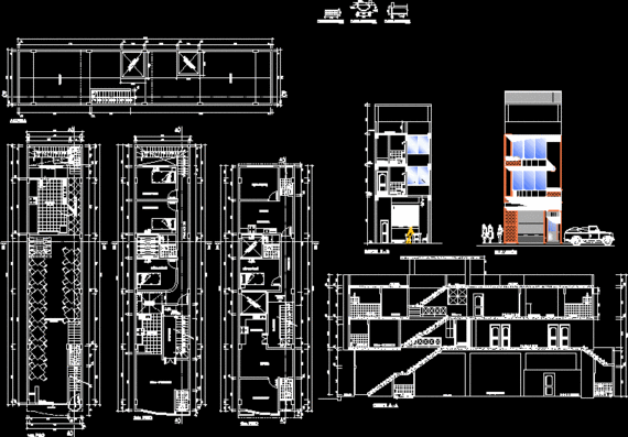 Apartment building with store, 2 floors