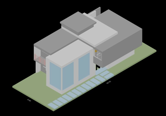 3-dimensional model of a group of  houses.