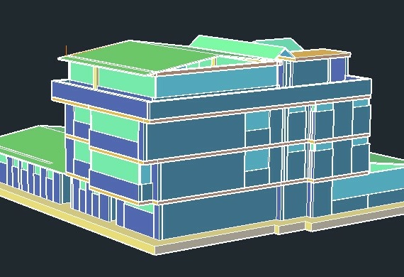 3-dimensional model of a 4-story building
