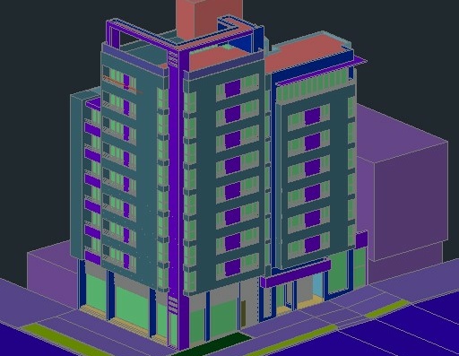 3-dimensional model of a residential building with commercial premises