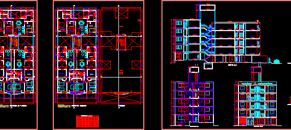 Projections and sections of an apartment building
