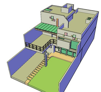 3-dimensional model of a residential building - duplex