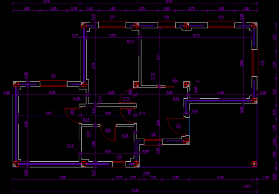 Residential building for one family, plan with size