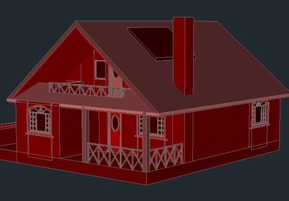 3D модель односемейного 2-х этажного дома