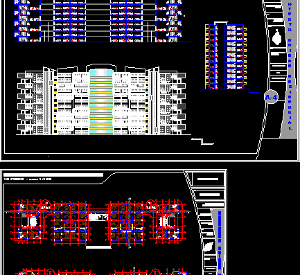 The project of an apartment building with floor plans