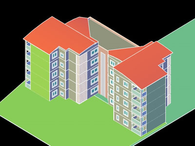 3-х мерная модель жилого дома башенного типа