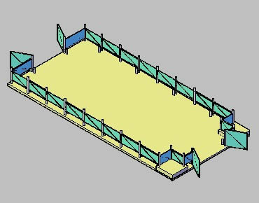 3d design of a terrace enclosed with a glass fence
