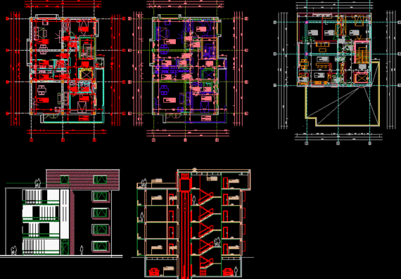 Детальный архитектурный план многоквартирного жилого дома
