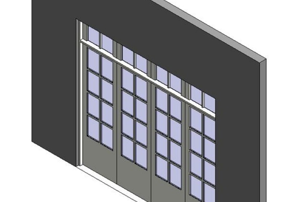 3D model of folding door with glass panels