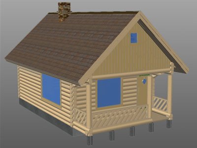Wooden house with 3d sketch