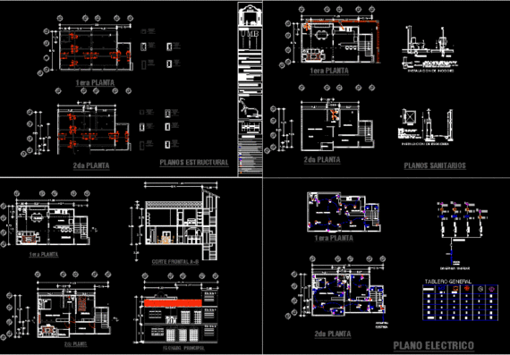 Architectural drawings of communication of 2-storey building