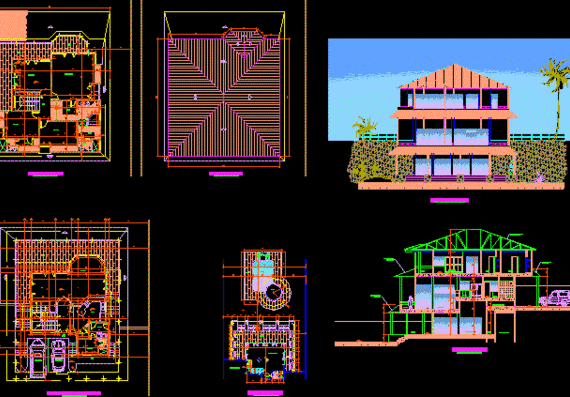 Single apartment 3 storey building with drawings and projections