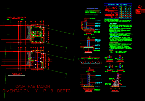 House, structural drawings - foundation, apartments on the ground floor