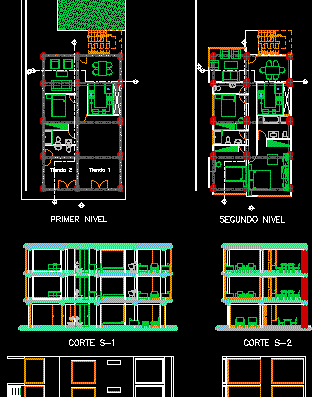 Single apartment 3 storey house with plans and drawings