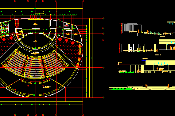 Architectural plan and amphitheater levels