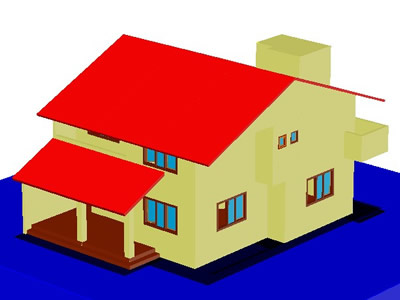 Семейный современный трехкомнатный дом с 3D визуализацией