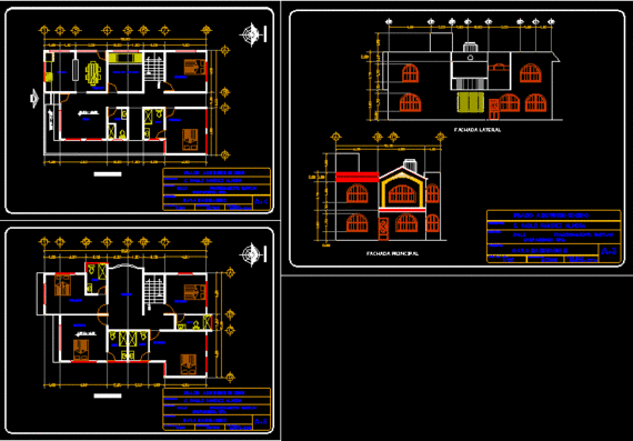 Architectural plan of 2-storey building with projections