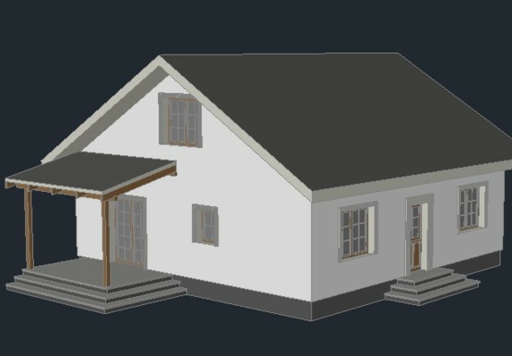 Модель дома с двускатной крышей