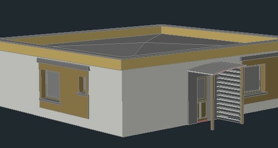 Comfortable house with flat roof in 3D