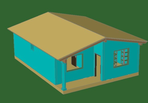 House with standard rooms in 3D