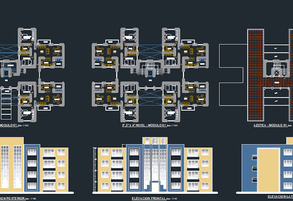 Multi-apartment building design divided into modules