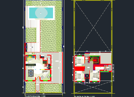 AutoCAD painting of two-storey building