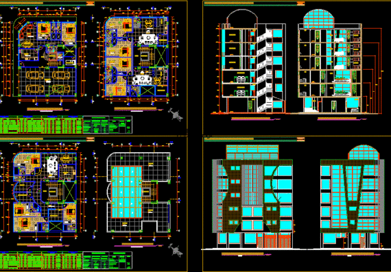 Project of a six-storey apartment building with floor plans