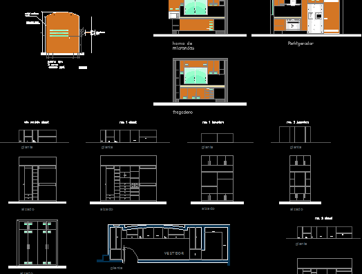 Drawings of doors and cabinets