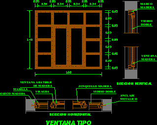 Drawing of the window with wooden inserts